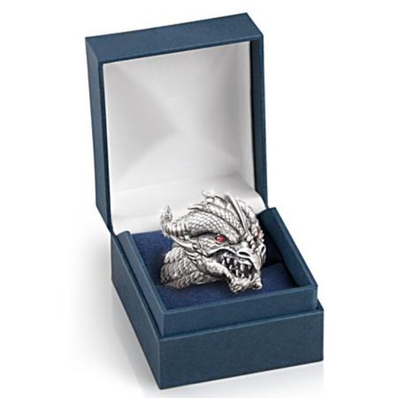 🍁 Unique Charm Powerful Red Eyes Dragon Head Silver Rings Men/Women, PD365 - Picture 6 of 7